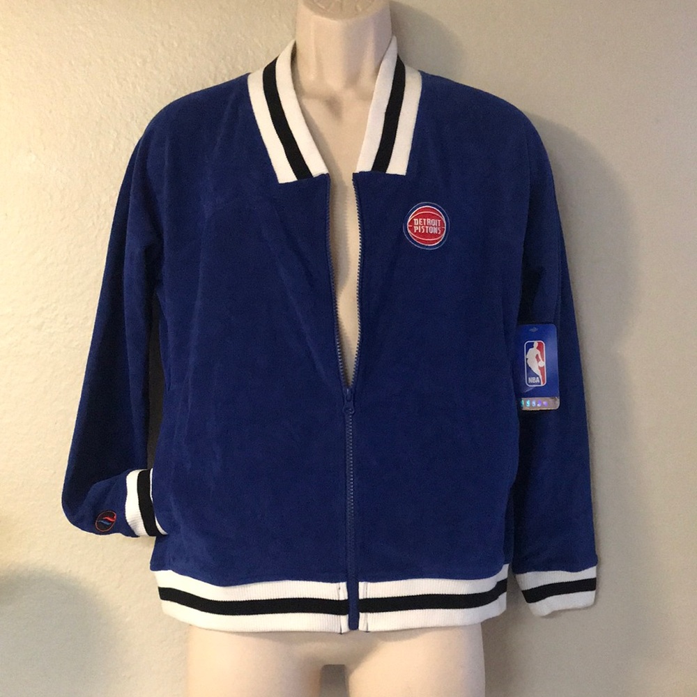 FISLL Detroit Piston Zip velvet patch jacket NWT